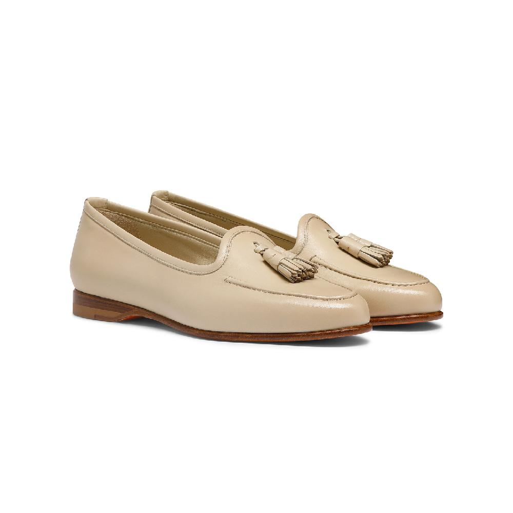 Santoni Mocassino Andrea con nappe da donna in pelle beige Negozio
