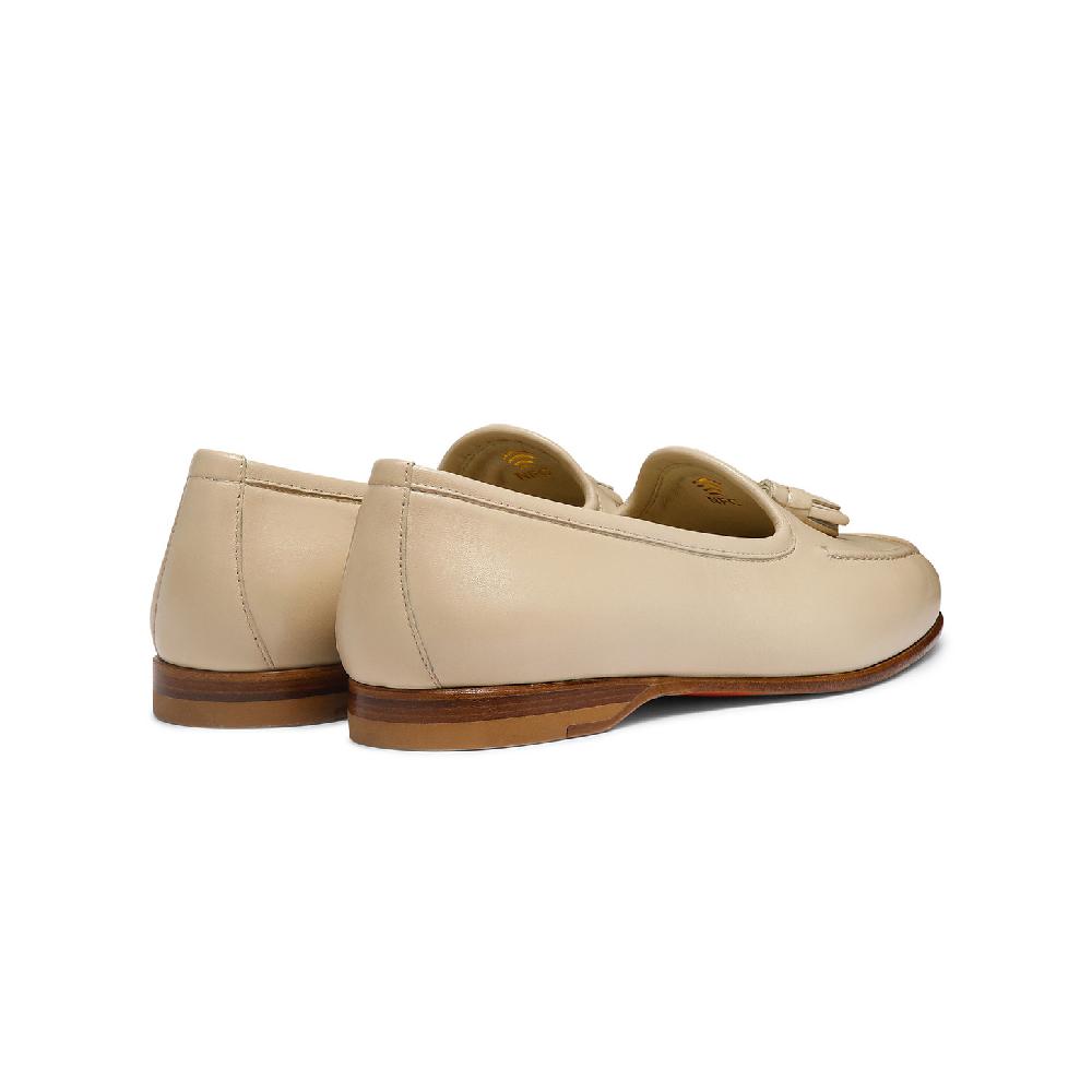 Santoni Mocassino Andrea con nappe da donna in pelle beige Negozio