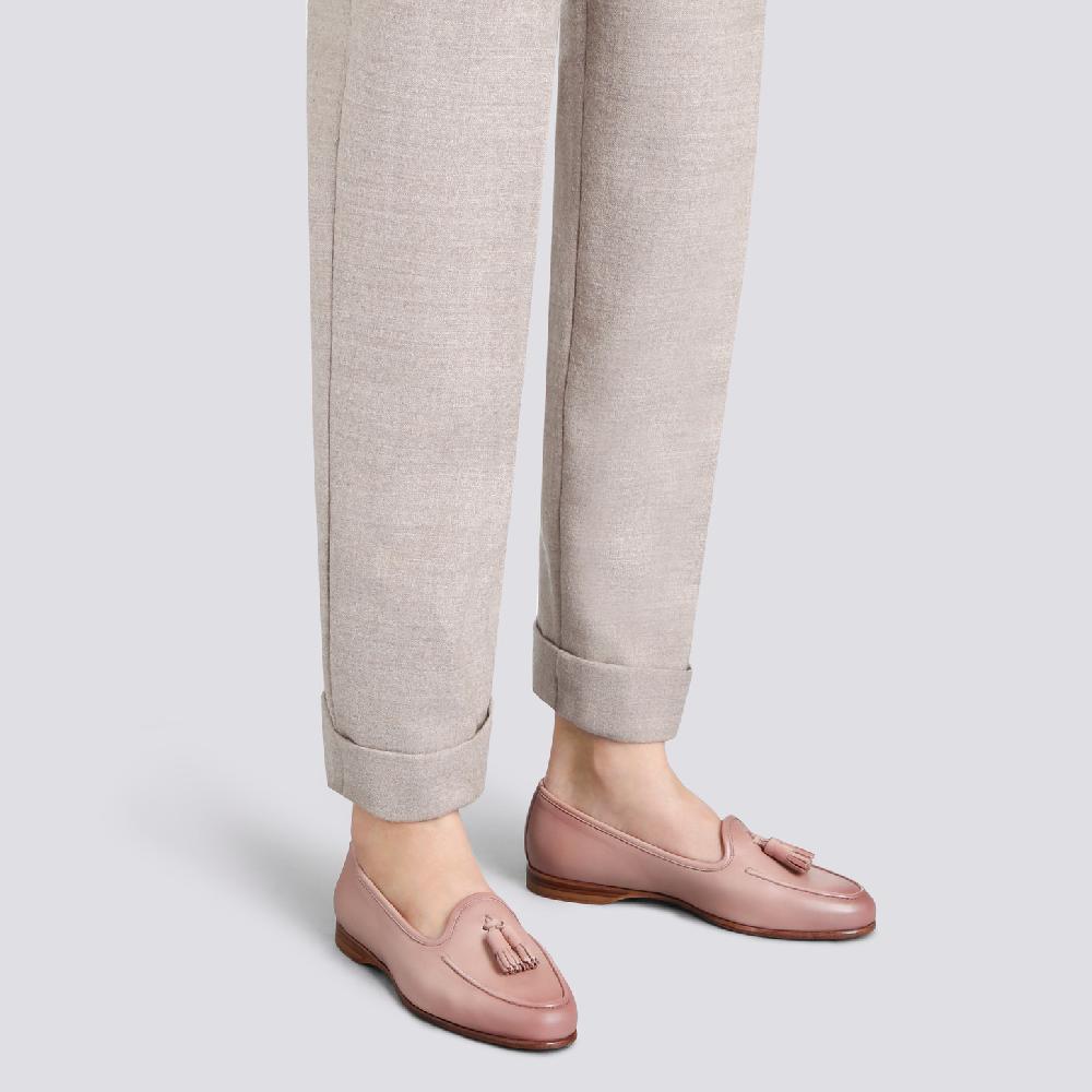 Santoni Mocassino Andrea con nappe da donna in pelle rosa In Saldo