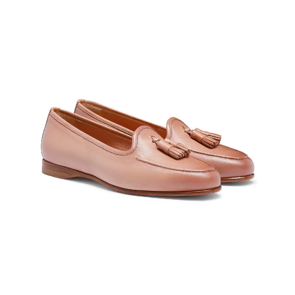 Santoni Mocassino Andrea con nappe da donna in pelle rosa In Saldo