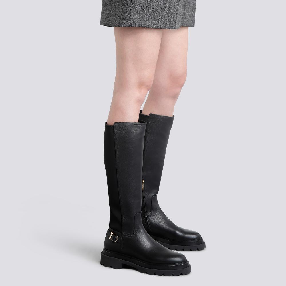 Santoni Stivale da donna in pelle nera Promozione