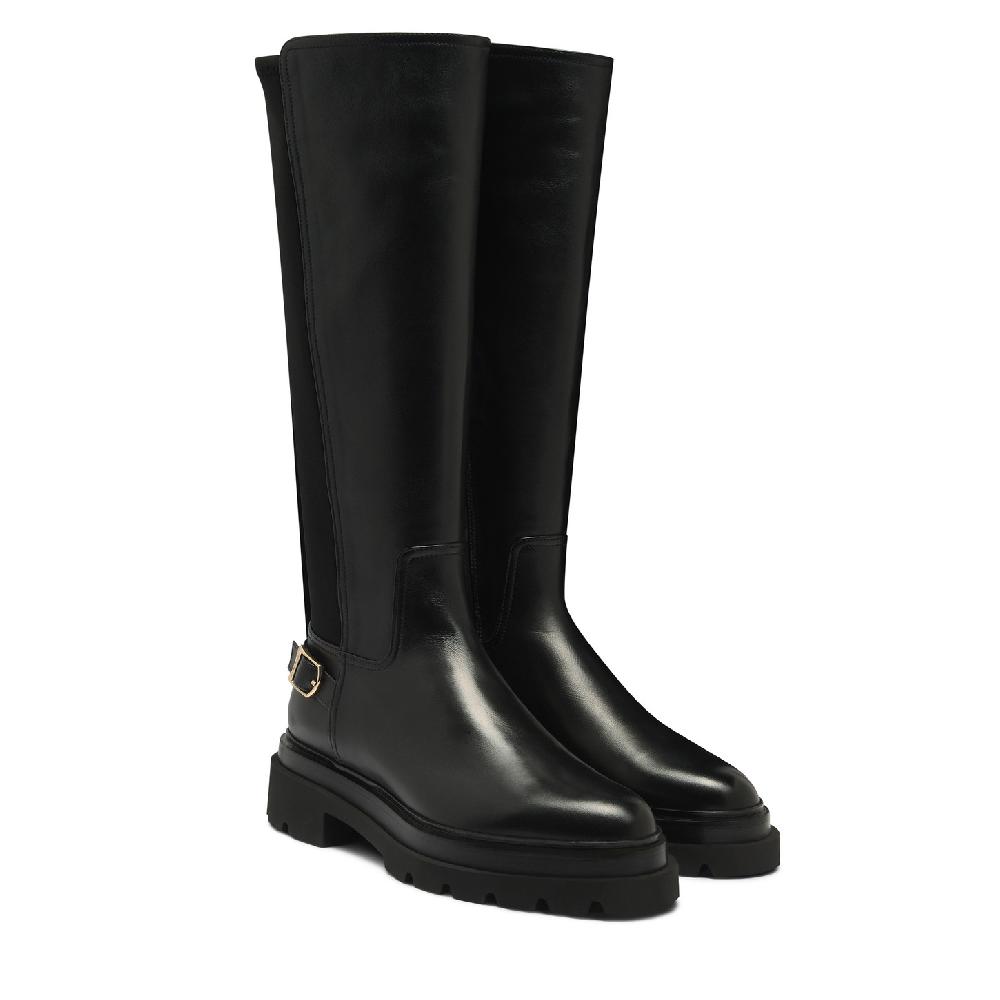 Santoni Stivale da donna in pelle nera Promozione