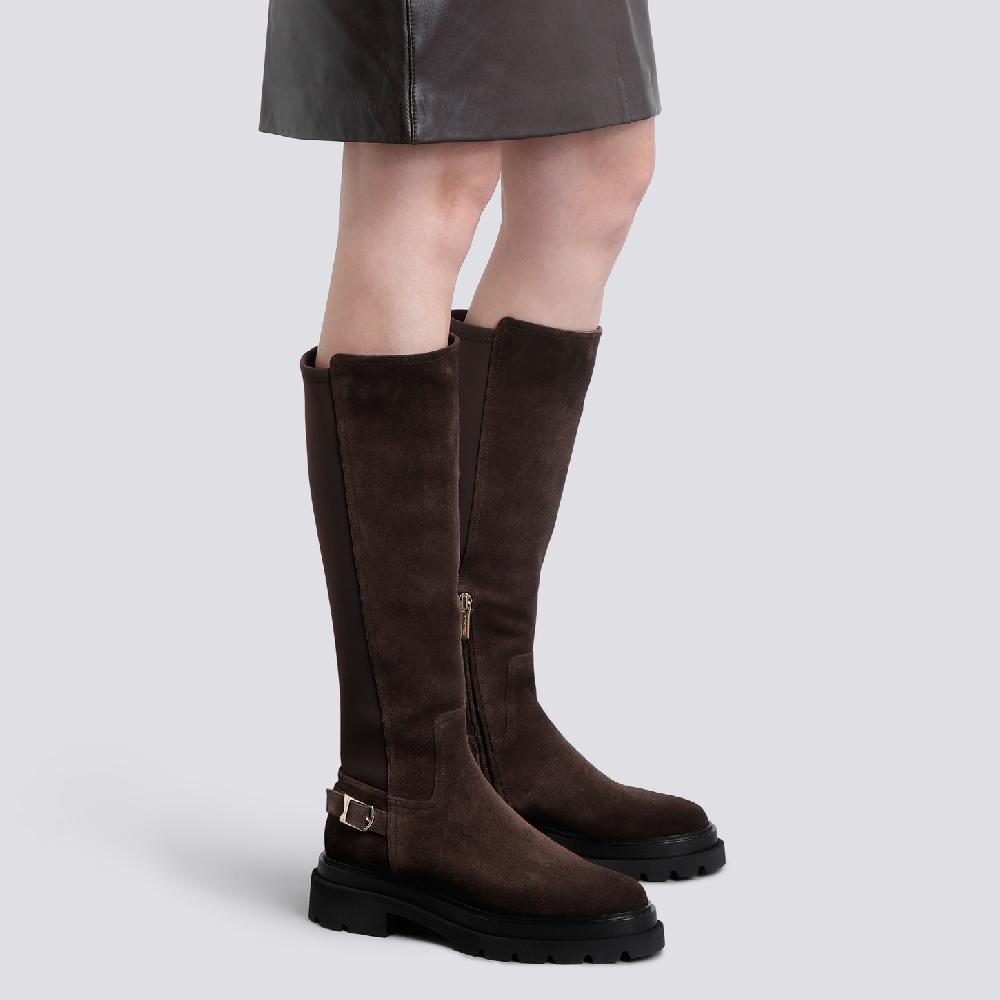 Santoni Stivale da donna in suede testa di moro Spedizione Gratuita