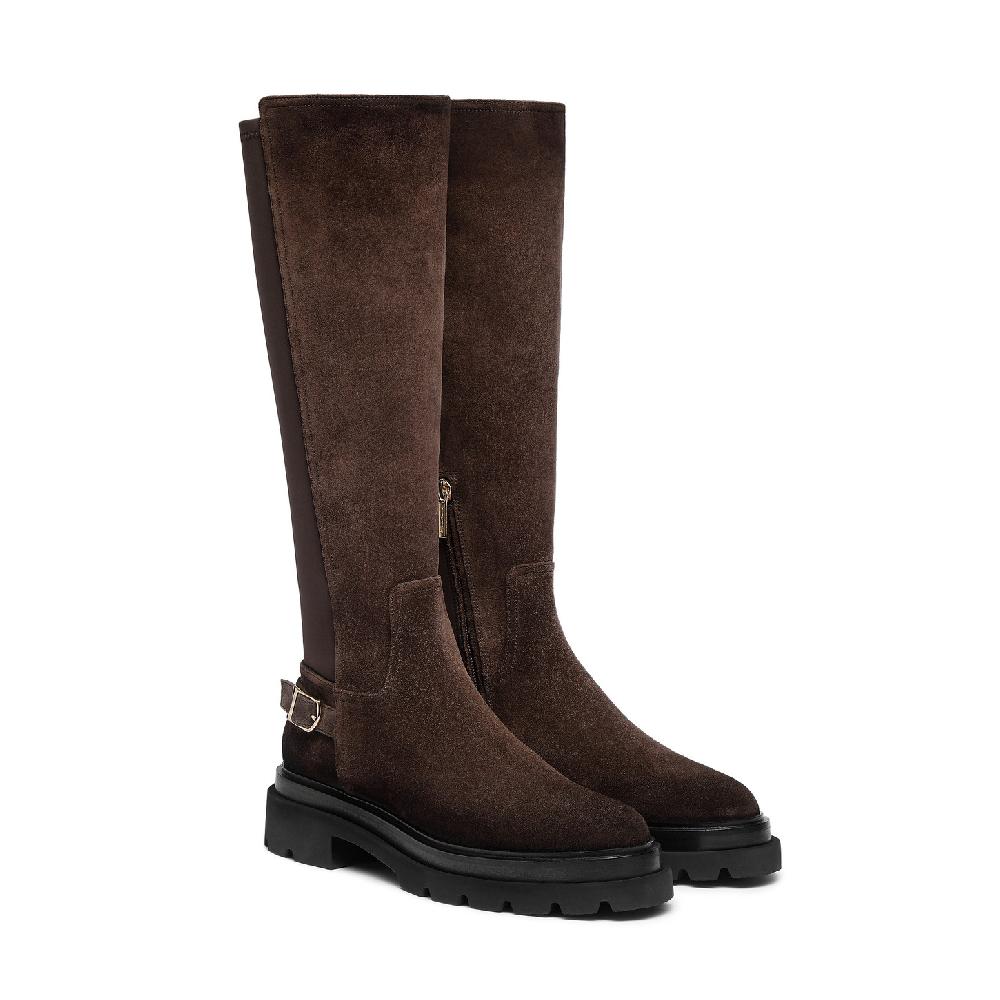 Santoni Stivale da donna in suede testa di moro Spedizione Gratuita