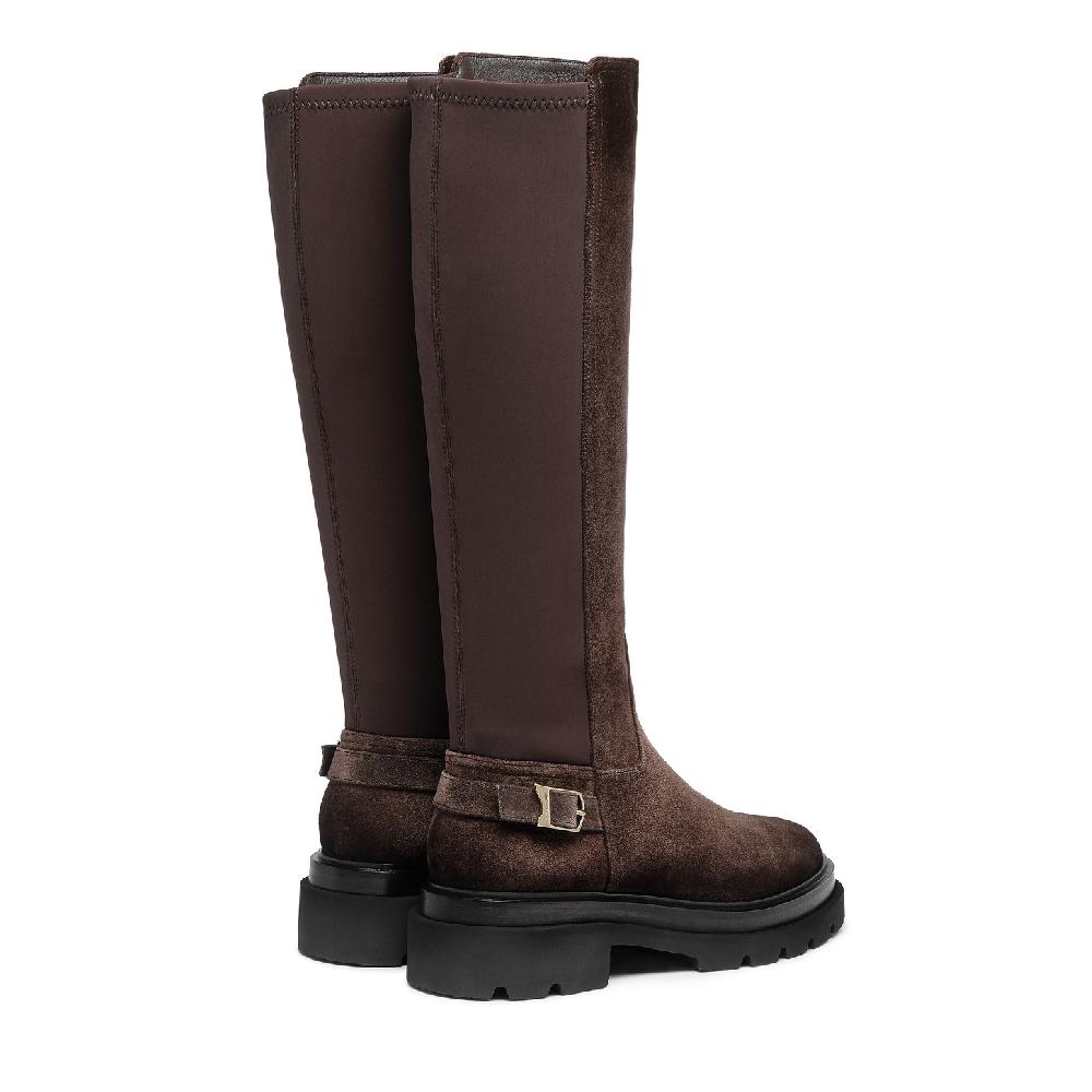 Santoni Stivale da donna in suede testa di moro Spedizione Gratuita