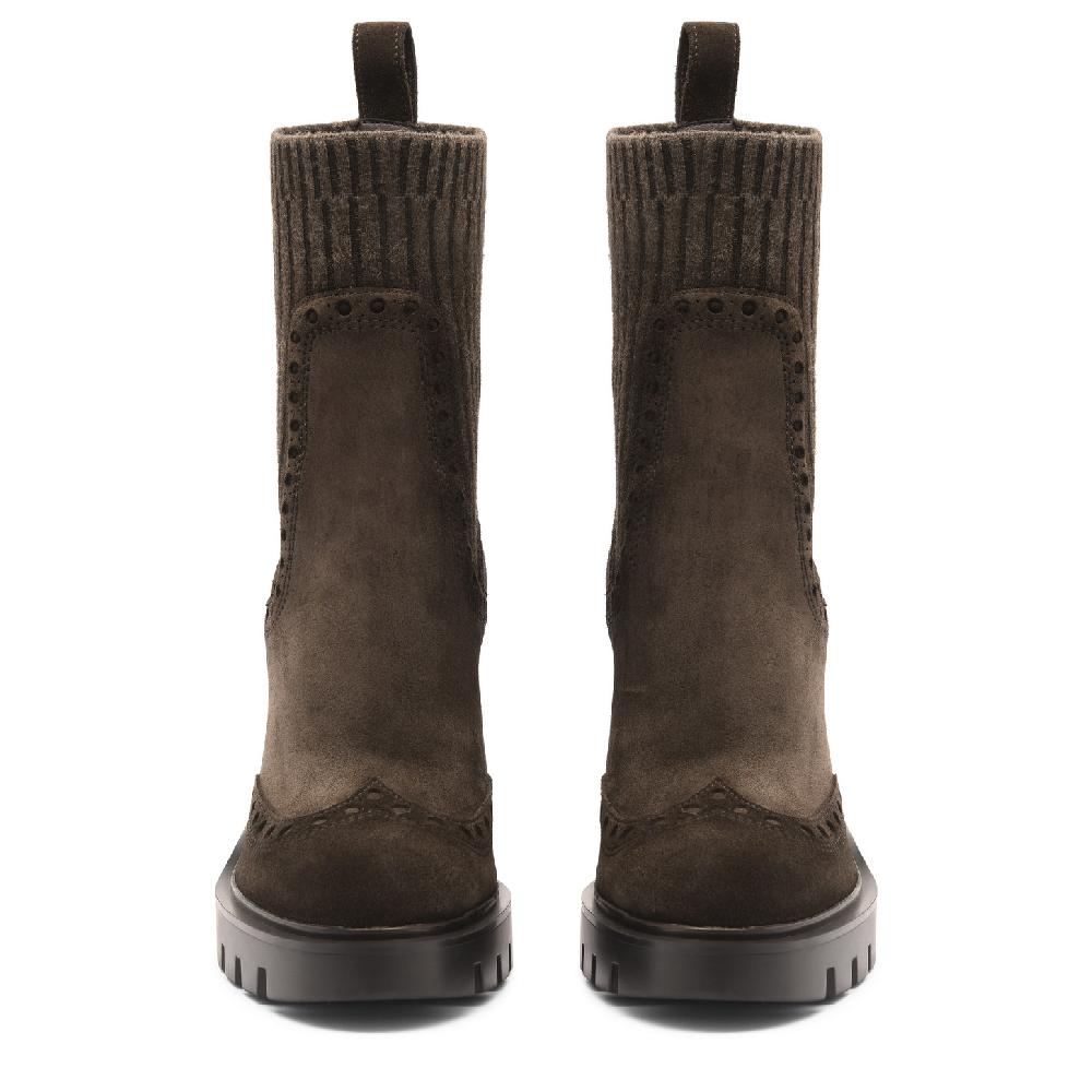 Santoni Stivaletto tacco alto da donna in suede testa di moro Pezzi Unici