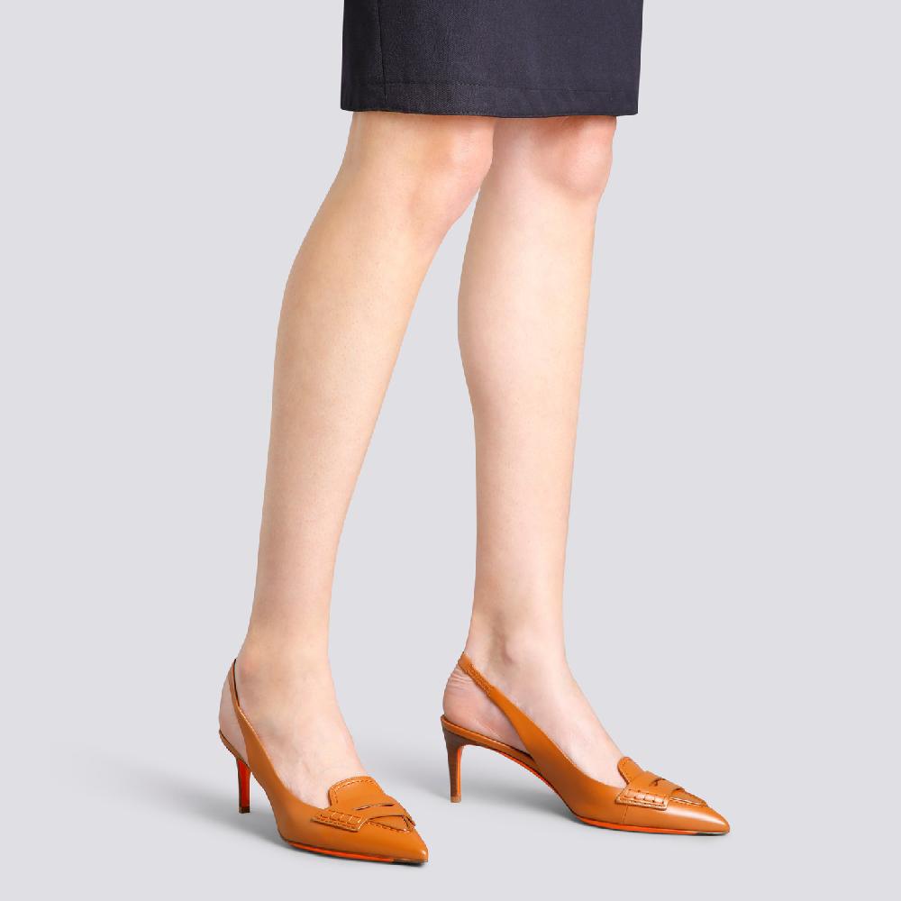 Santoni Décolletés tacco medio da donna in pelle marrone chiaro Negozi Online