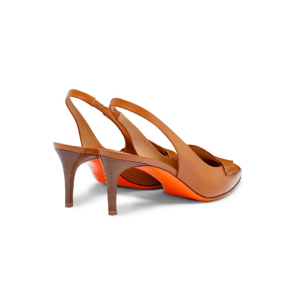 Santoni Décolletés tacco medio da donna in pelle marrone chiaro Negozi Online