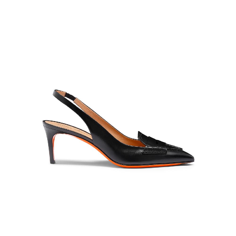 Santoni Décolletés tacco medio da donna in pelle nera