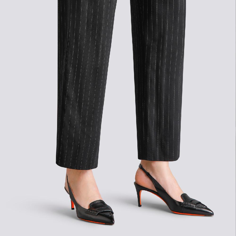 Santoni Décolletés tacco medio da donna in pelle nera Acquista Ora