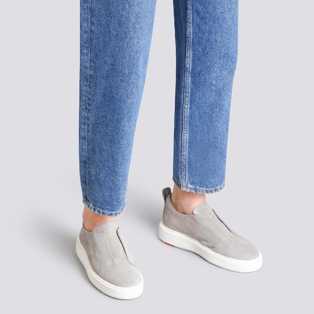 Santoni Sneaker slip-on da donna in suede grigio Consegna Veloce