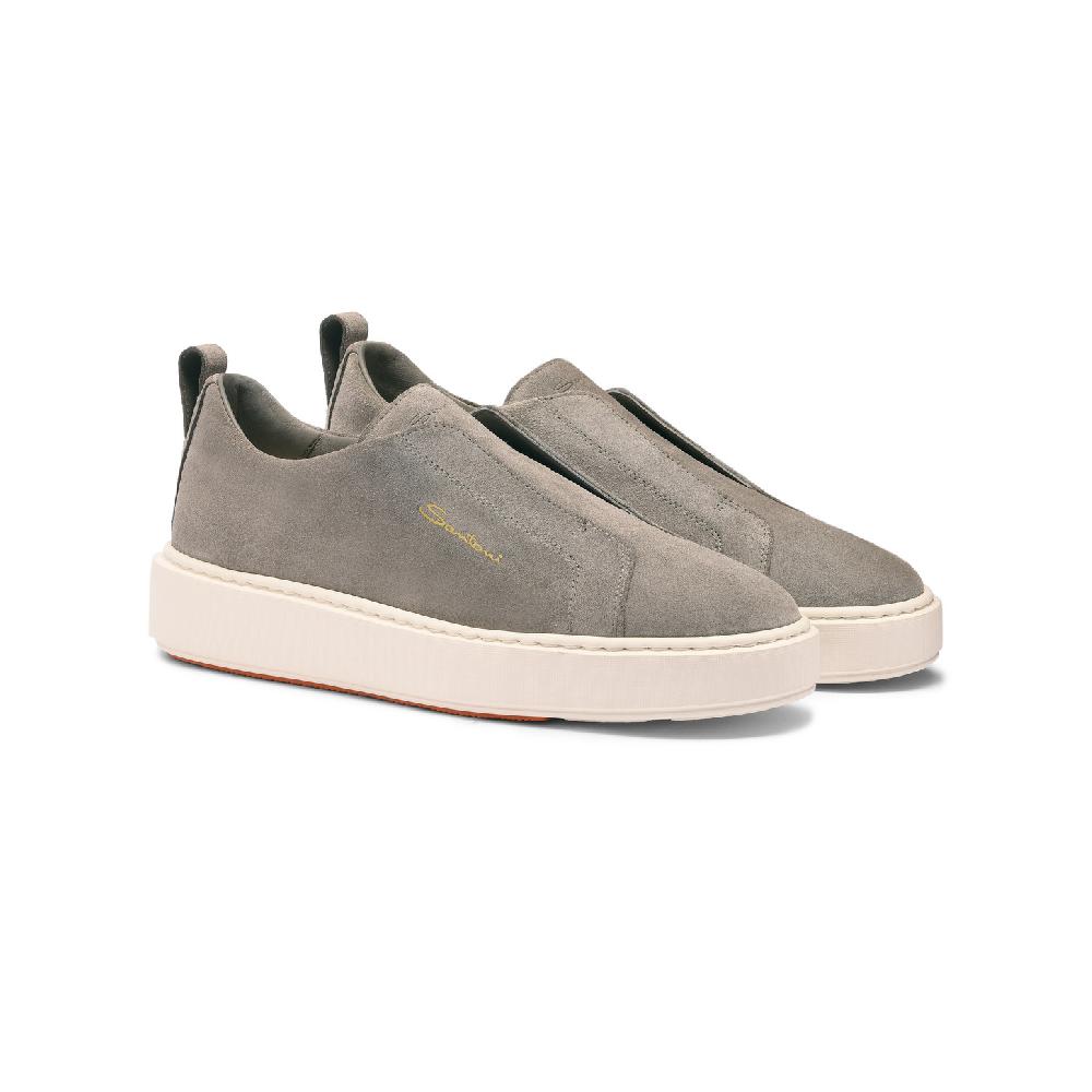 Santoni Sneaker slip-on da donna in suede grigio Consegna Veloce