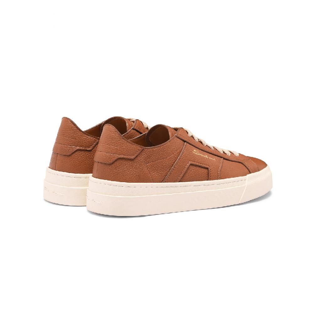 Santoni Double Buckle Sneaker da donna in pelle bottalata marrone Affare Del Giorno