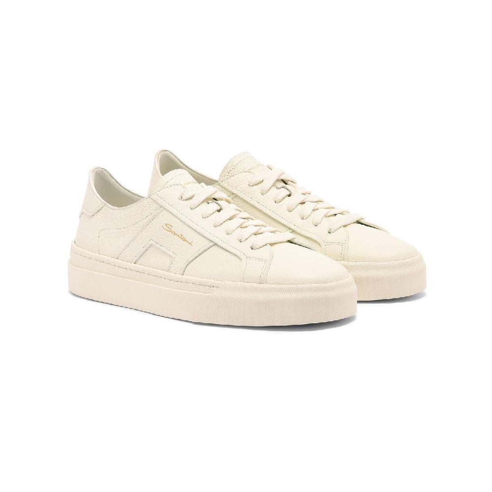 Santoni Double Buckle Sneaker da donna in pelle bottalata bianca Prezzo Ridotto