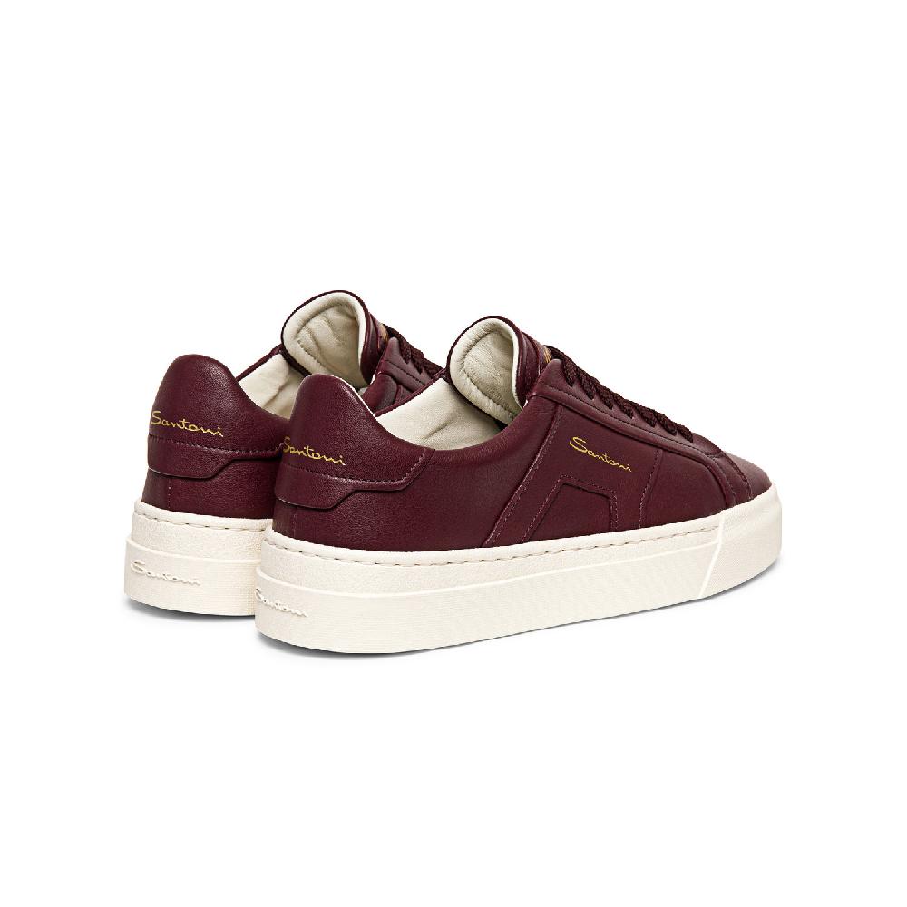 Santoni Double buckle sneaker da donna in pelle bordeaux Sottocosto