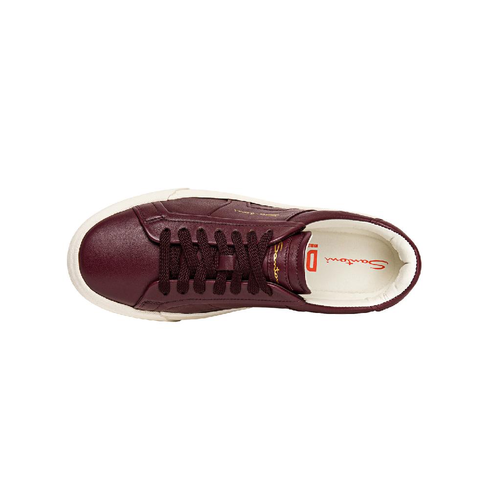 Santoni Double buckle sneaker da donna in pelle bordeaux Sottocosto
