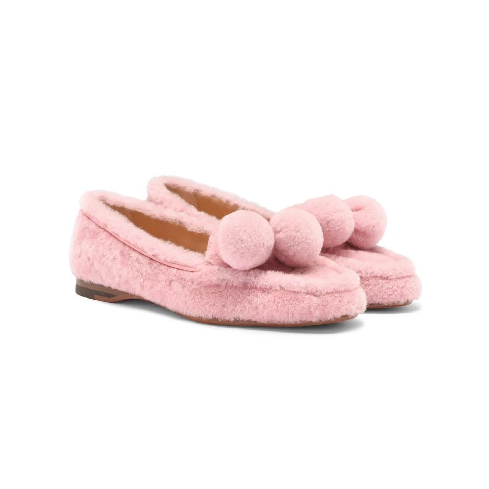 Santoni Mocassino Andrea da donna in pelliccia rosa Sconto