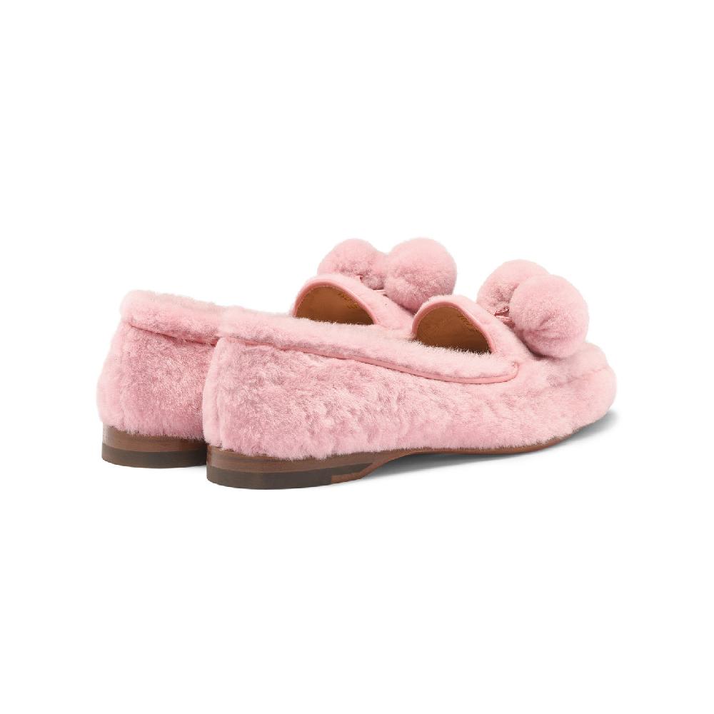 Santoni Mocassino Andrea da donna in pelliccia rosa Sconto