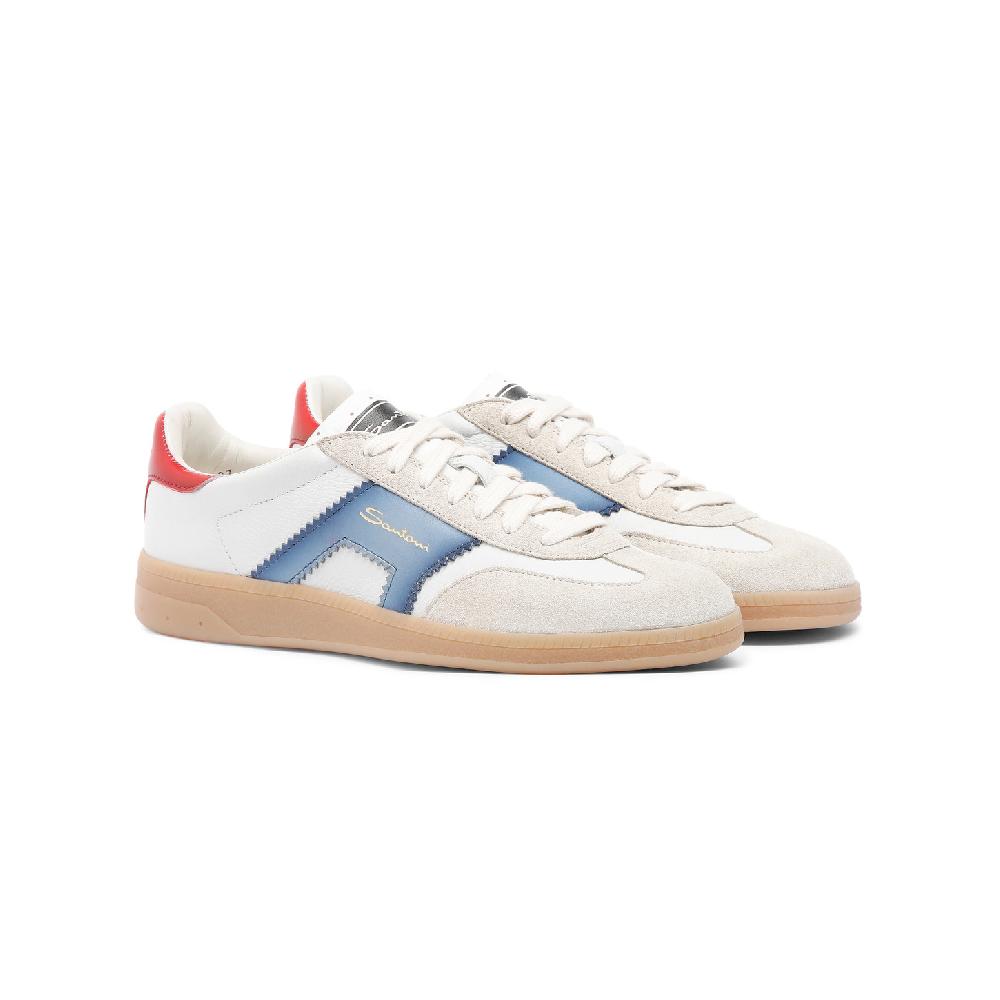 Santoni DBS Oly sneaker da donna in pelle e suede bianco blu e rosso Online