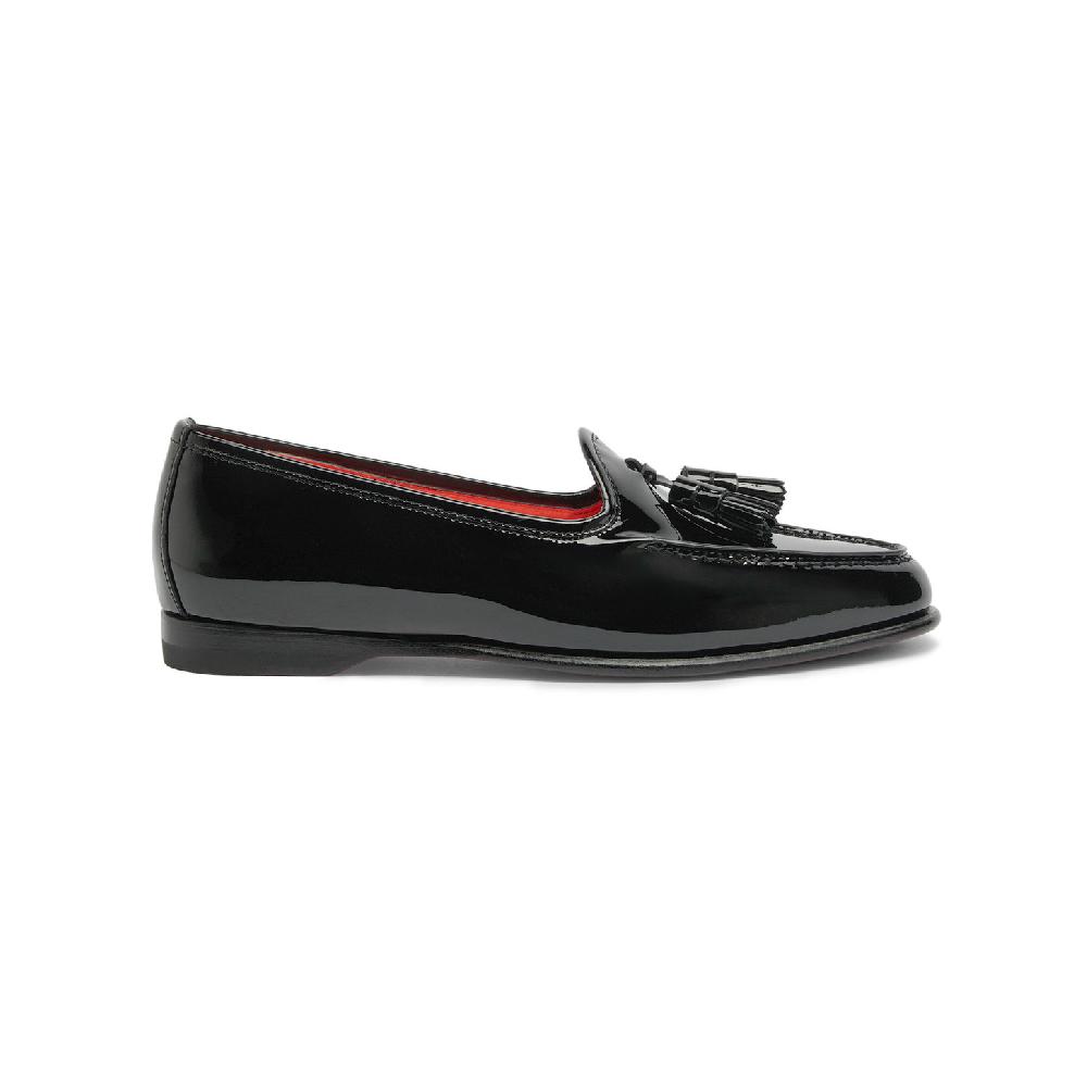 Santoni Mocassino Andrea con nappe da donna in vernice nera Vendita Calda