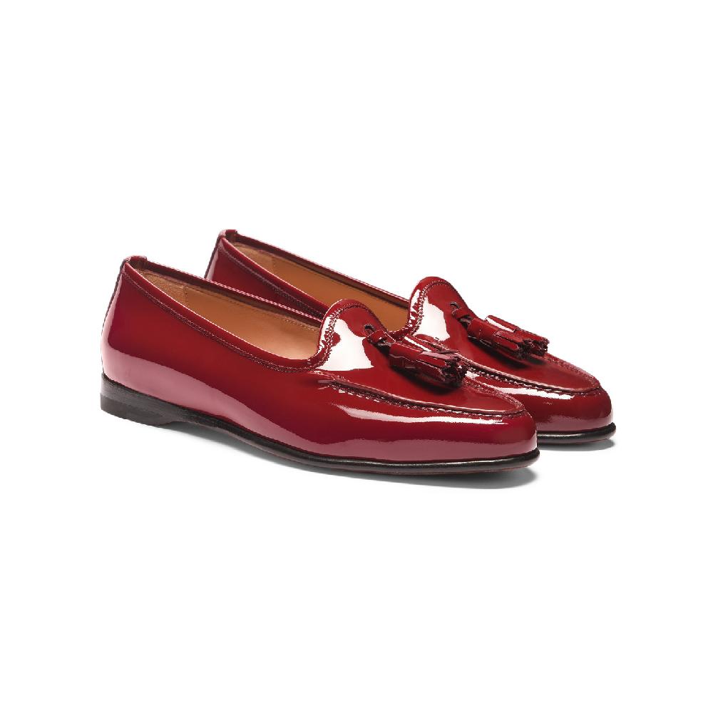 Santoni Mocassino Andrea con nappe da donna in vernice rossa Vendita Economica