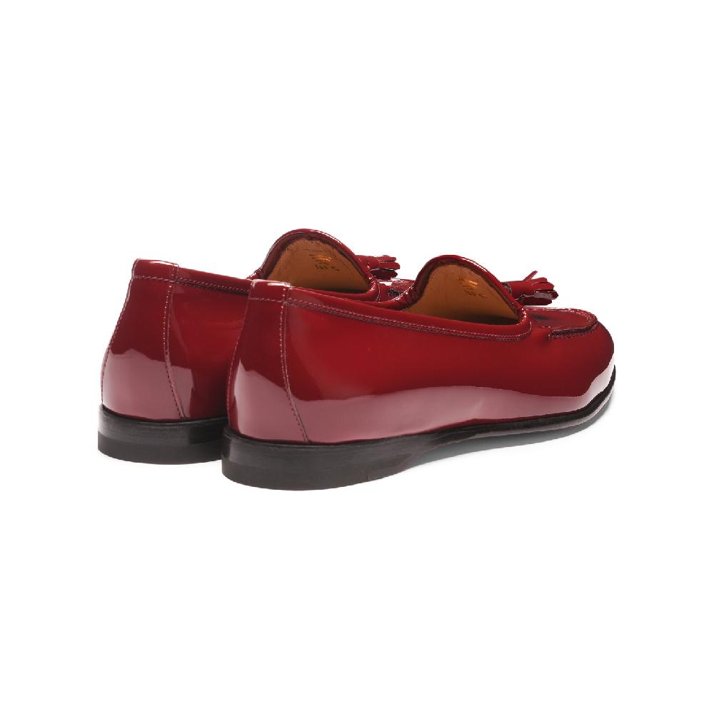 Santoni Mocassino Andrea con nappe da donna in vernice rossa Vendita Economica