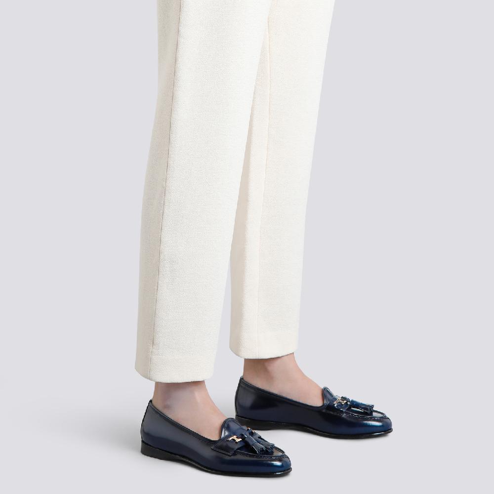 Santoni Mocassino Andrea con nappe da donna in pelle blu I Più Venduti