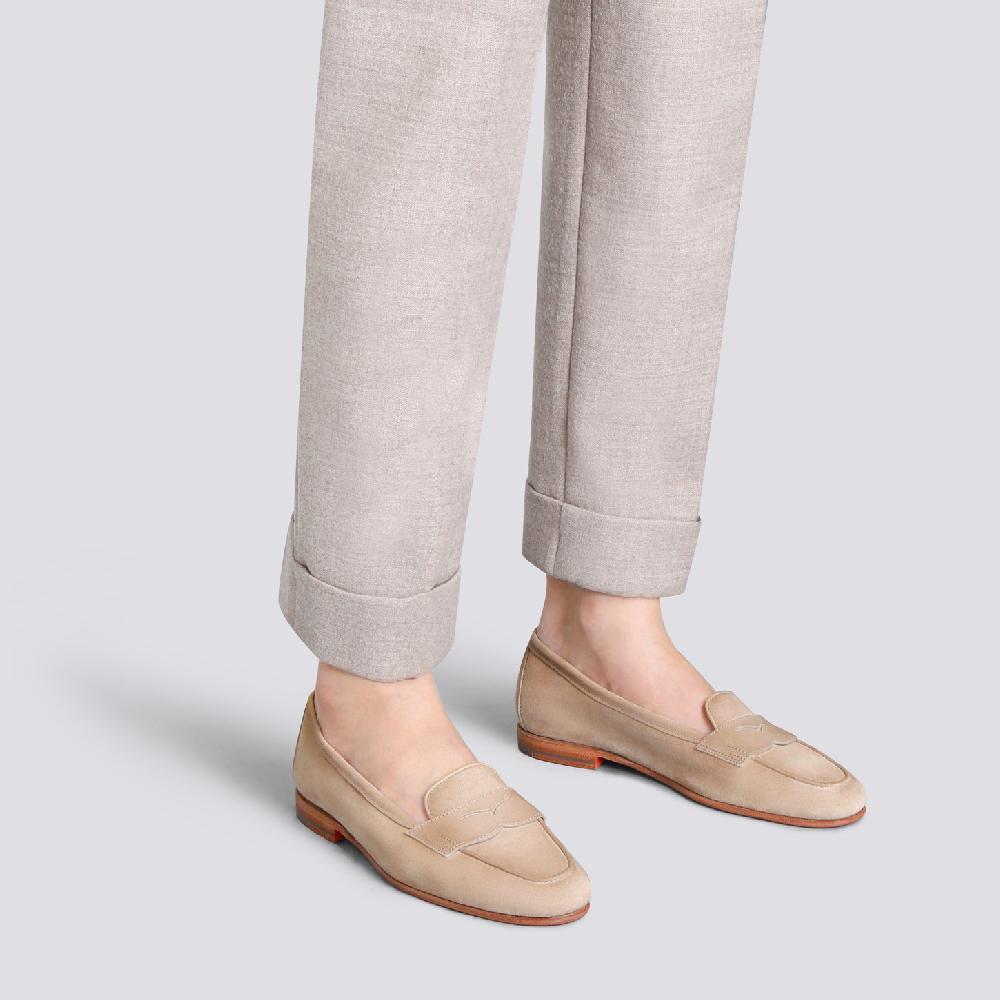 Santoni Mocassino Carla da donna in suede beige Vendite Flash