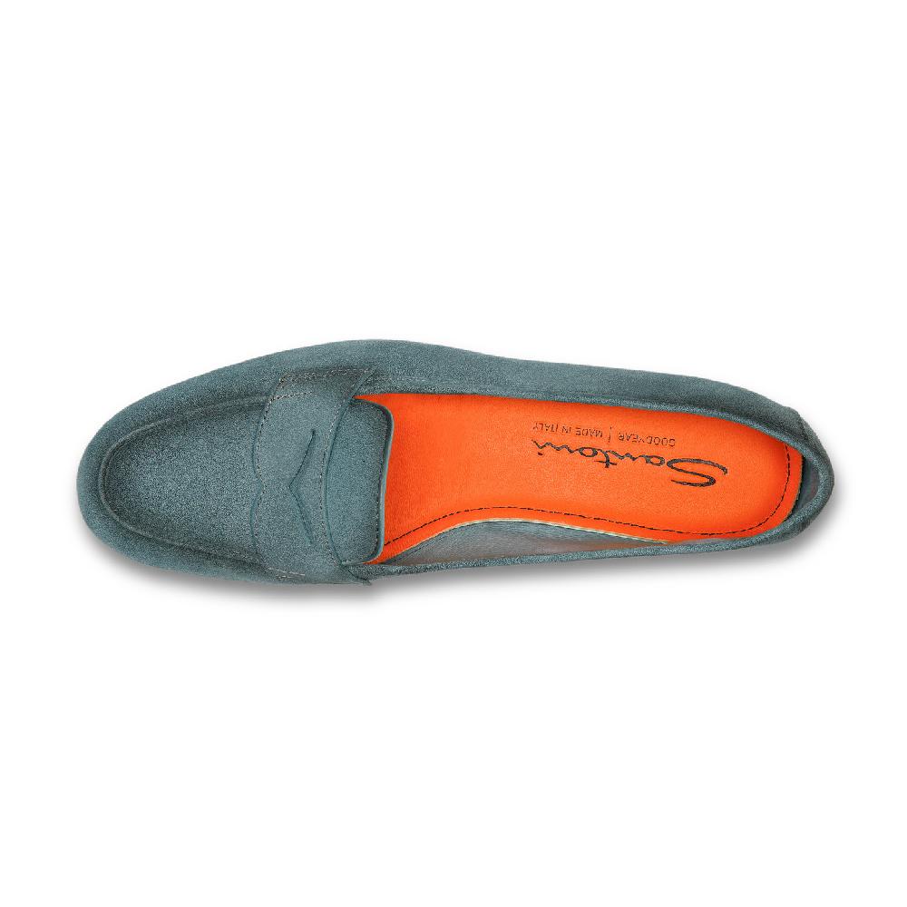 Santoni Mocassino Carla da donna in suede azzurro In Saldo