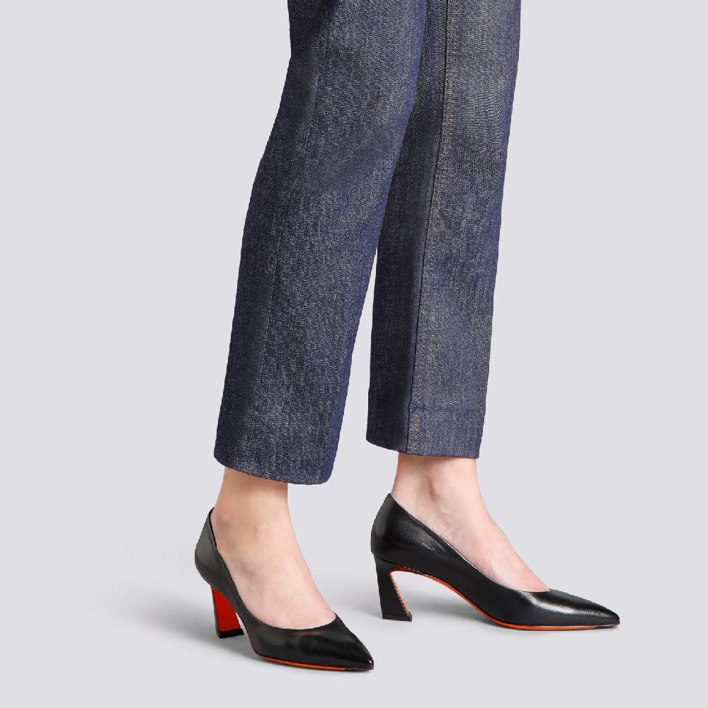Santoni Décolletés tacco medio da donna in pelle nera Moda