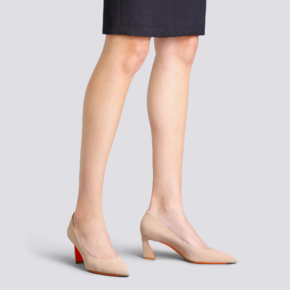 Santoni Décolletés tacco medio da donna in suede rosa 2025
