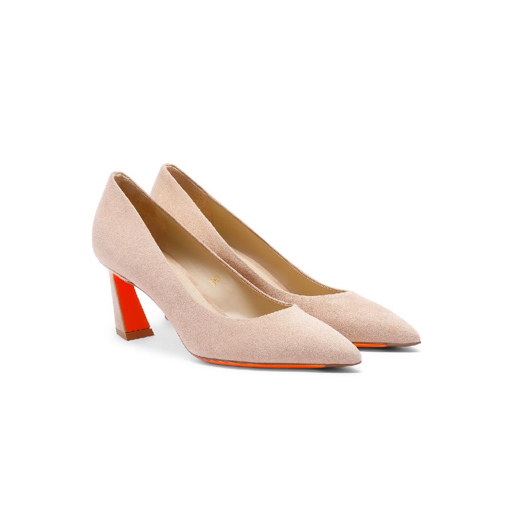 Santoni Décolletés tacco medio da donna in suede rosa 2025