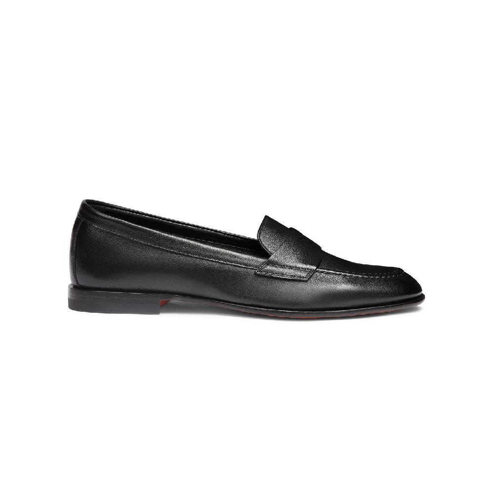 Santoni Mocassino penny da donna in pelle nera Italia