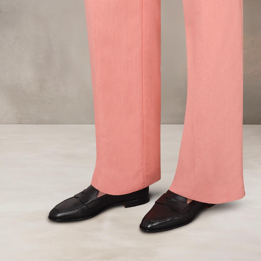 Santoni Mocassino penny da donna in pelle nera Italia