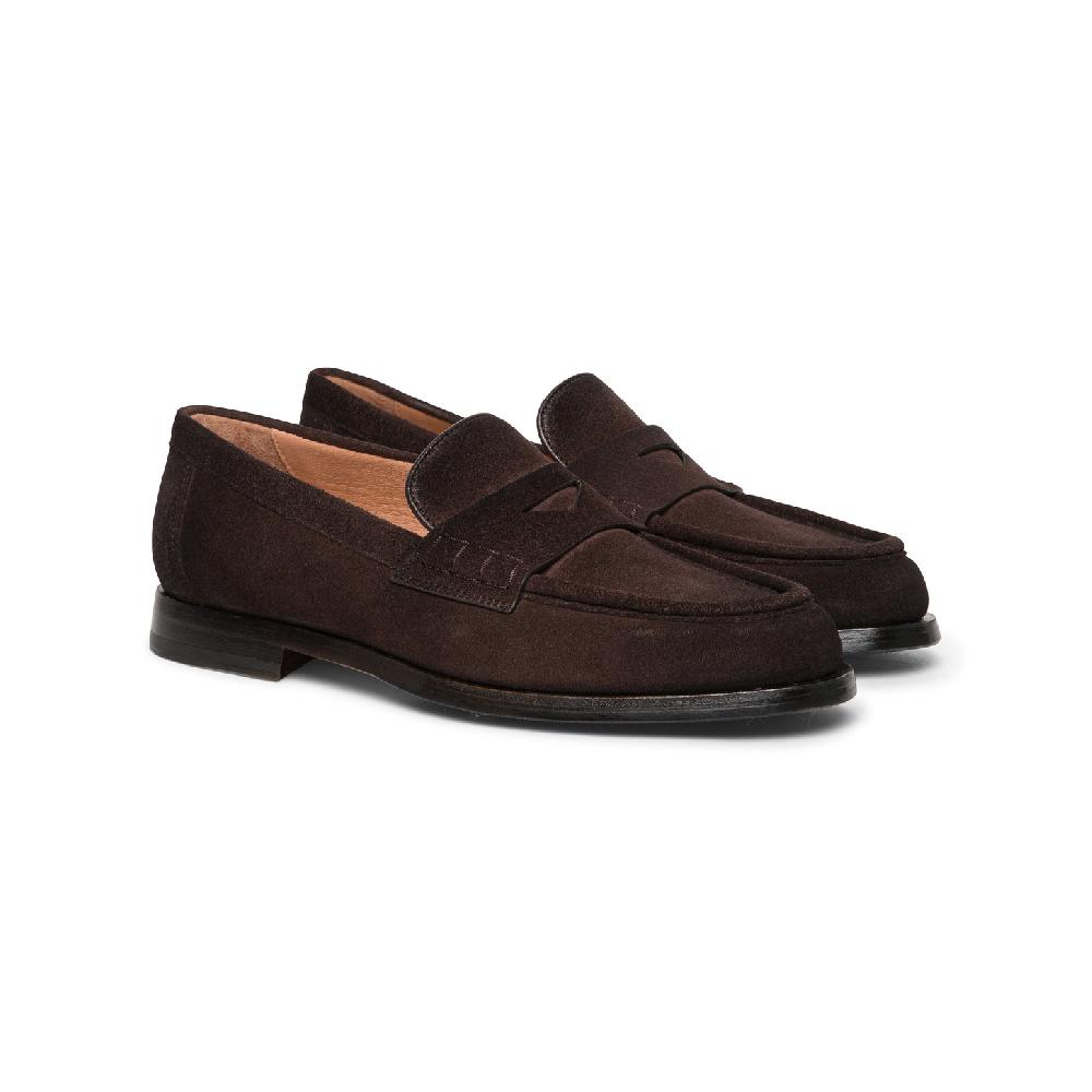 Santoni Mocassino penny da donna in suede testa di moro Vendita Economica