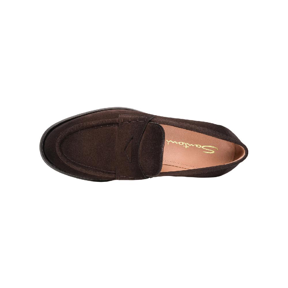 Santoni Mocassino penny da donna in suede testa di moro Vendita Economica