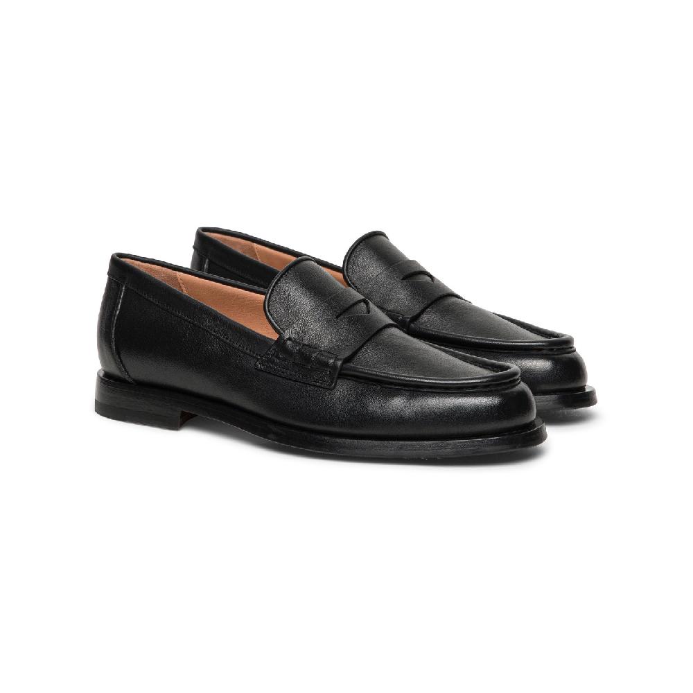 Santoni Mocassino penny da donna in pelle nera In Linea