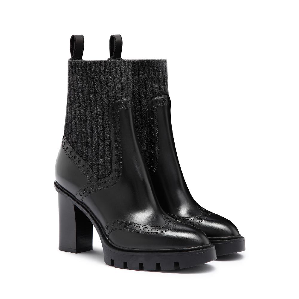 Santoni Stivaletto tacco alto da donna in pelle nera Acquista Ora