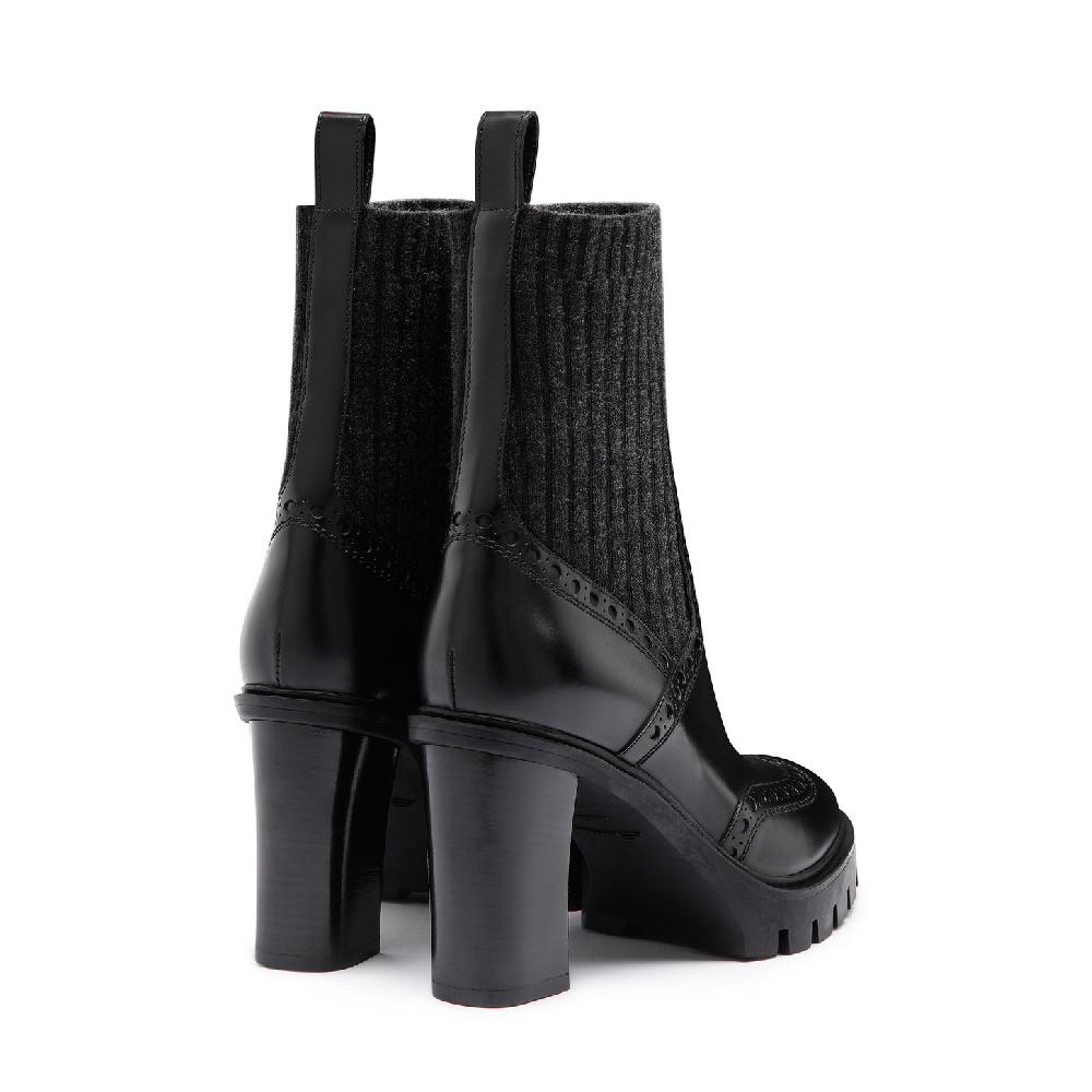 Santoni Stivaletto tacco alto da donna in pelle nera Acquista Ora