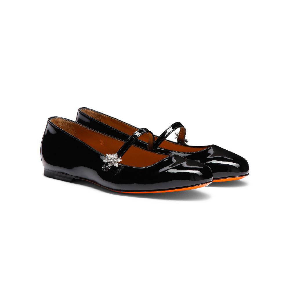 Santoni Ballerina da donna in vernice nera Consegna Veloce