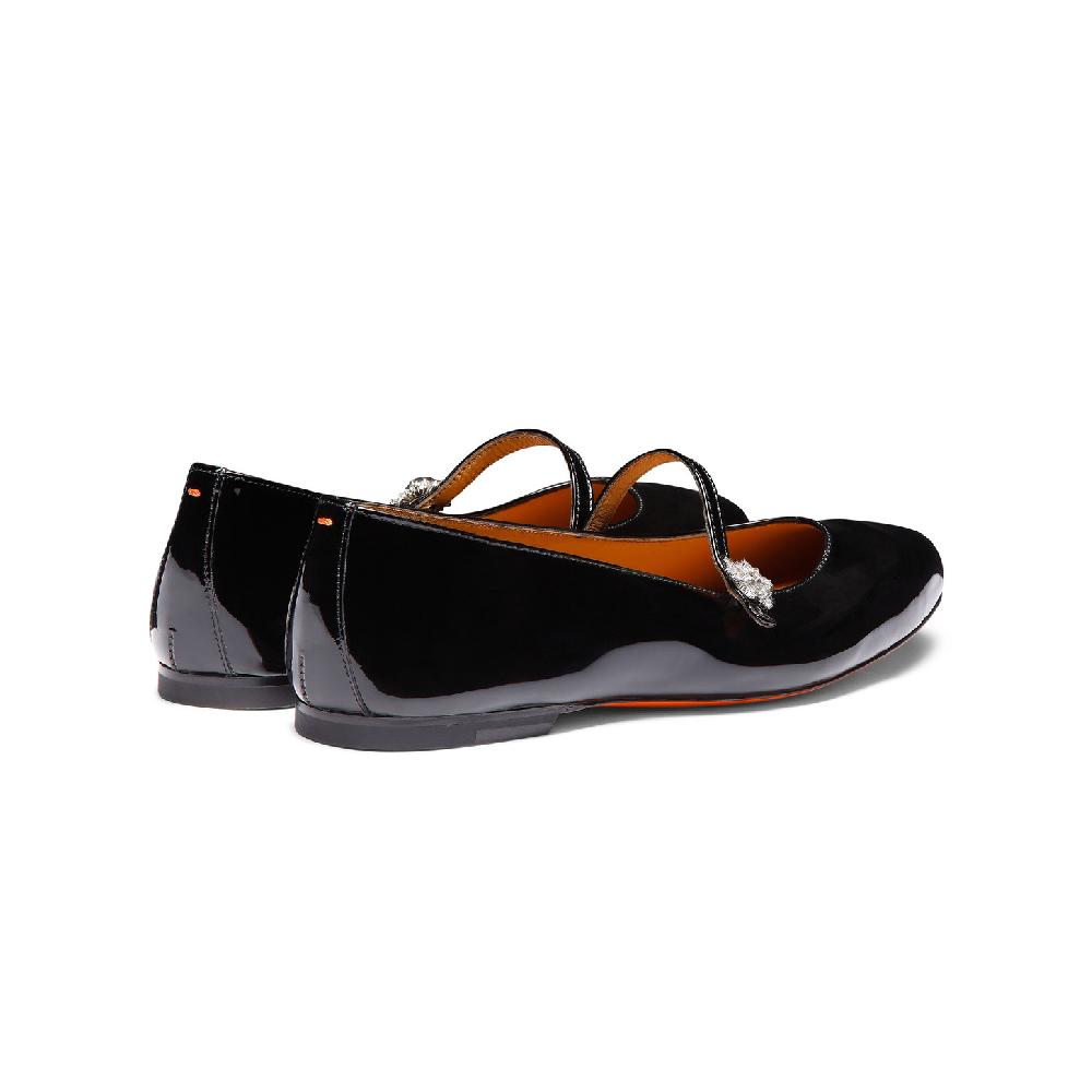 Santoni Ballerina da donna in vernice nera Consegna Veloce