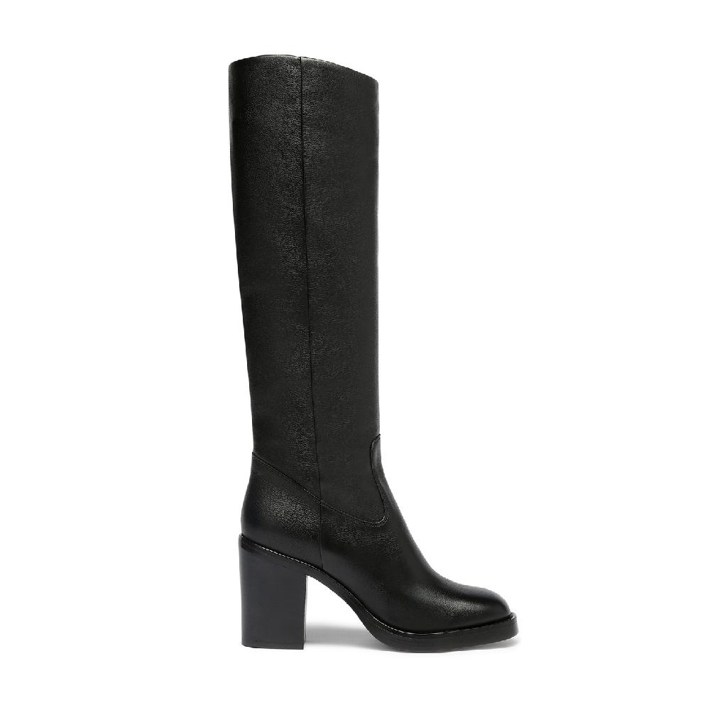 Santoni Stivale tacco alto da donna in pelle nera Promozione Limitata
