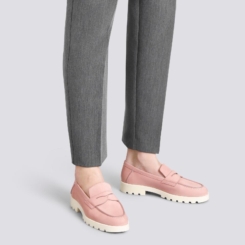 Santoni Mocassino penny da donna in nabuk rosa Fino Al -60%