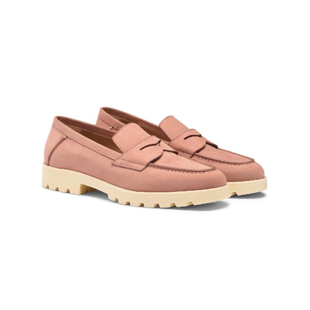 Santoni Mocassino penny da donna in nabuk rosa Fino Al -60%