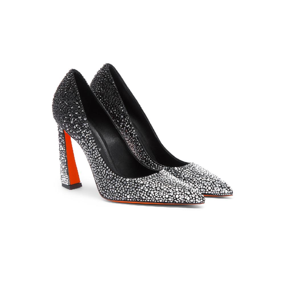 Santoni Décolletés tacco alto Santoni Sibille da donna in suede e strass neri Convenienza