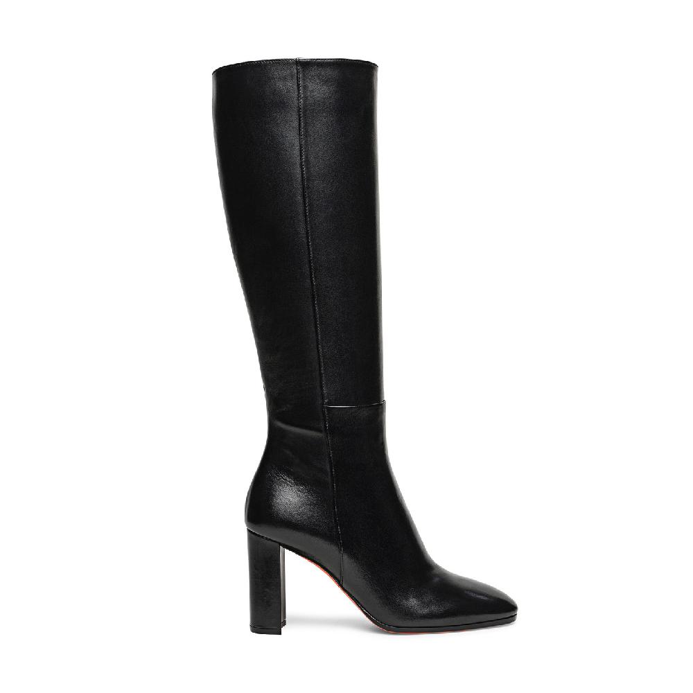 Santoni Stivale tacco alto da donna in pelle nera Offerta