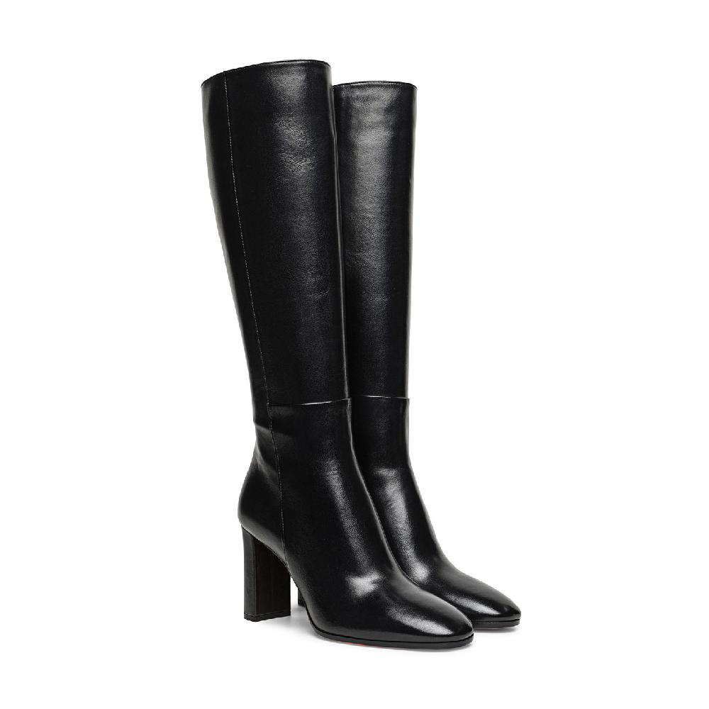 Santoni Stivale tacco alto da donna in pelle nera Offerta