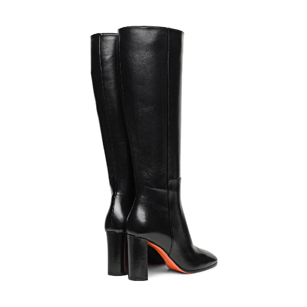 Santoni Stivale tacco alto da donna in pelle nera Offerta