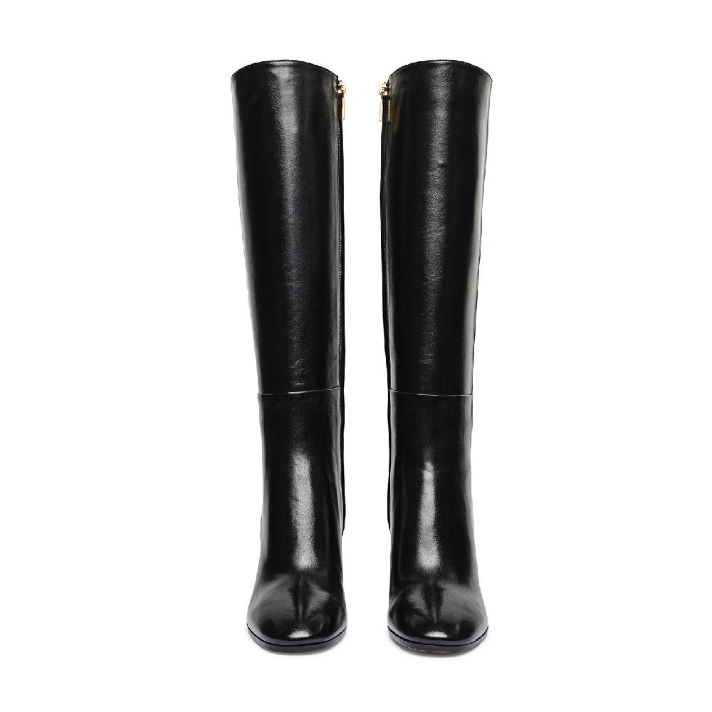 Santoni Stivale tacco alto da donna in pelle nera Offerta
