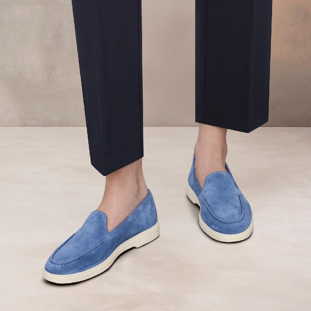 Santoni Mocassino da donna in suede blu Online